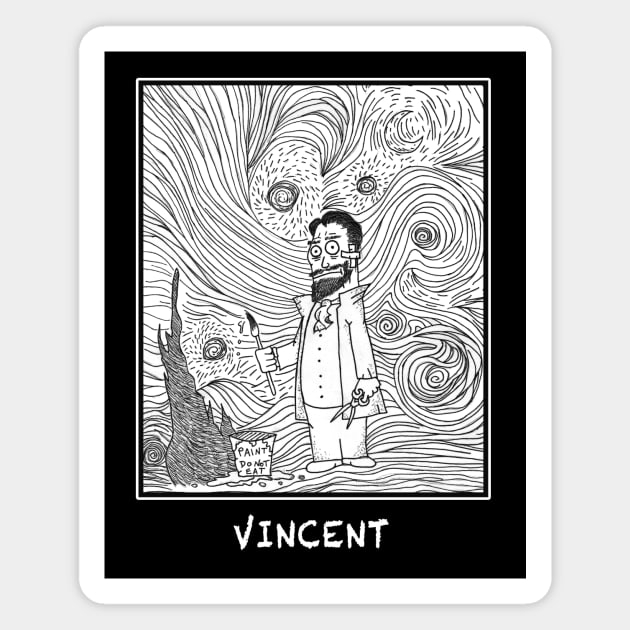 Vincent van Gogh B&W Starry Night Magnet by witterworks